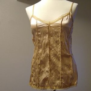 Y2K champagne satin cami chemise top adjustable straps sz 12 euc vintage